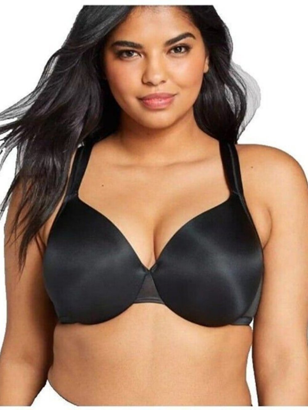 Cacique Lane Bryant Womens Bra Smooth Satin Full Coverage U/W Size 40H Black